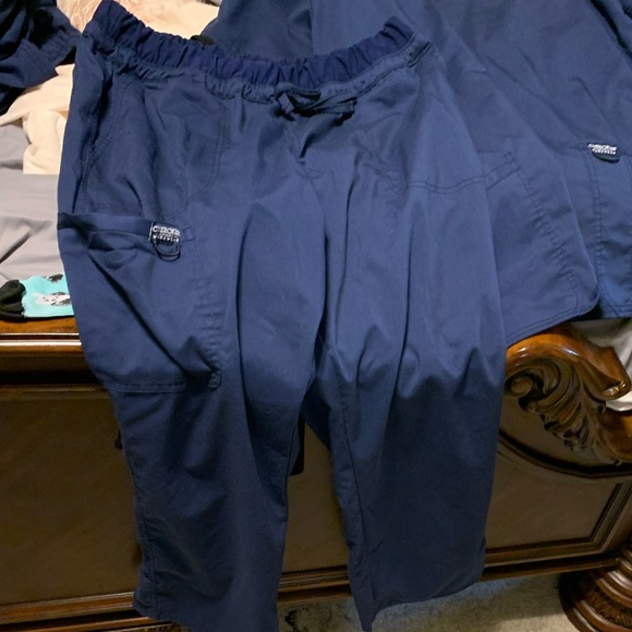 Cherokee Navy scrub sets (6). Size L top, Petite L bottoms. - Picture 2 of 2